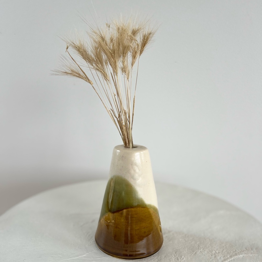 BEAUTIFUL HANDMADE STUDIO POTTERY‎ DRIED FLOWER VASE NEUTRAL COLOURS GLAZING - Picture 2 of 11